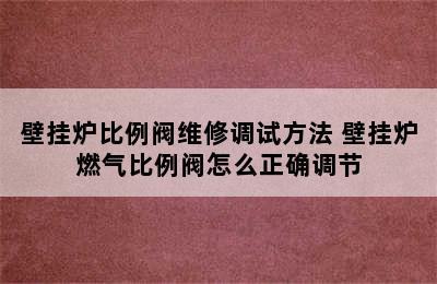 壁挂炉比例阀维修调试方法 壁挂炉燃气比例阀怎么正确调节